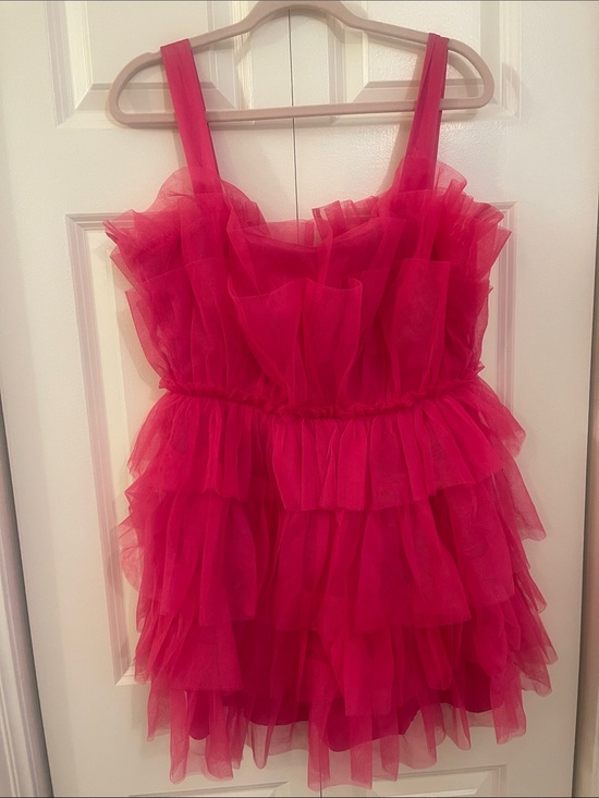 Storia Dresses & Skirts - Storia Hot Pink Tiered Tulle Mini Dress